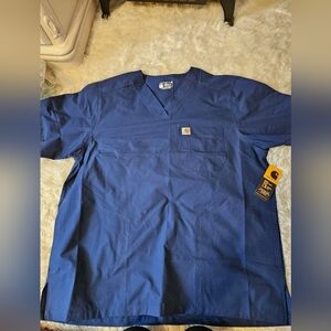 Carhartt Men's Blue Short Sleeve Scrub Top